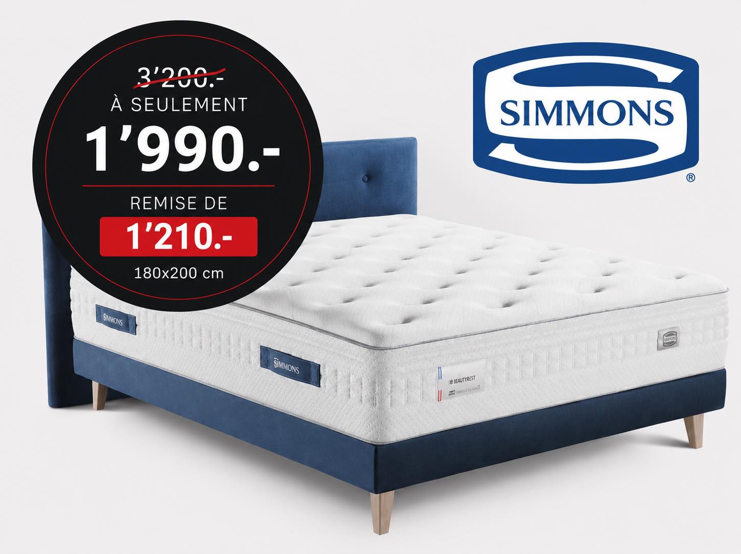 Matelas Simmons Fairway 180x200 Boxspring Expert Etoy